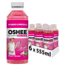 Oshee Vitamin Water Drink with Red Grape & Dragon Fruit 555ml (Pack of 6) - Niacin, Vitamin B6, Biotine, Vitamin B12)