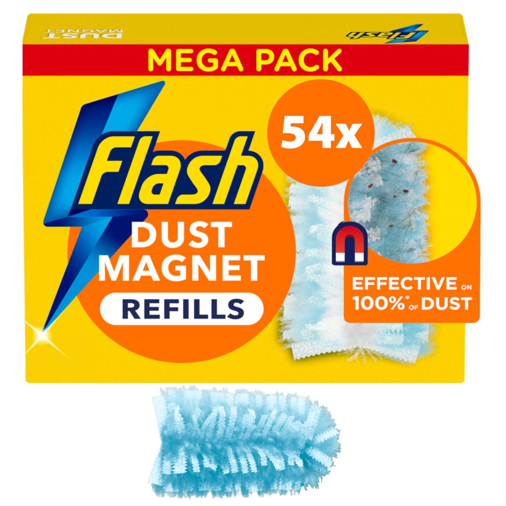 Flash Duster Dust Magnet Refills, Fluffy Dusters Refills, 54 Dusters (18x3), Effective on 100% of Dust, Dust Magnet