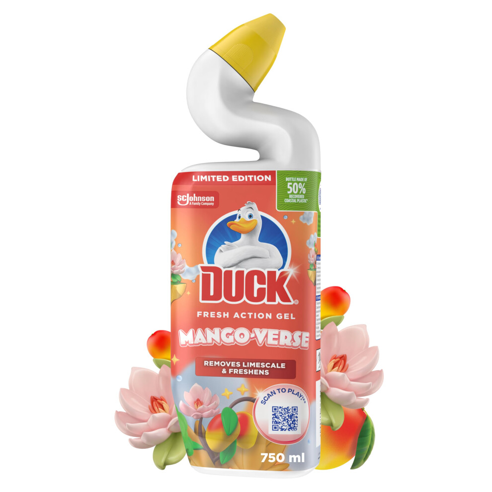 Duck Tape Duck Deep Action Gel Toilet Cleaner Liquid, Removes Limescale, Long Lasting Fragrance, Mango Verse, 750Ml