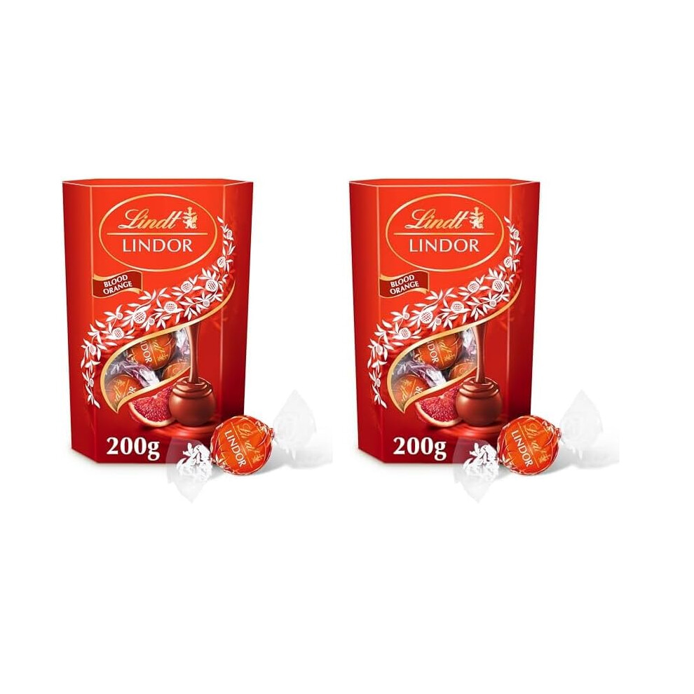 Lindt Lindor Blood Orange Truffles, 200g (Approx 16), Pack of 2