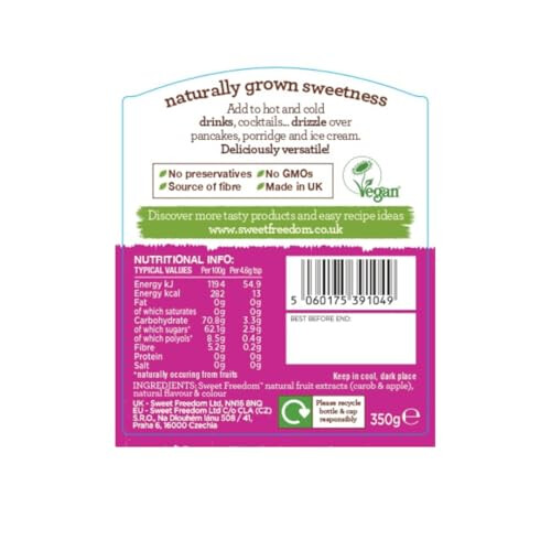 Sweet Freedom Raspberry Syrup 350g: Low Calorie 2