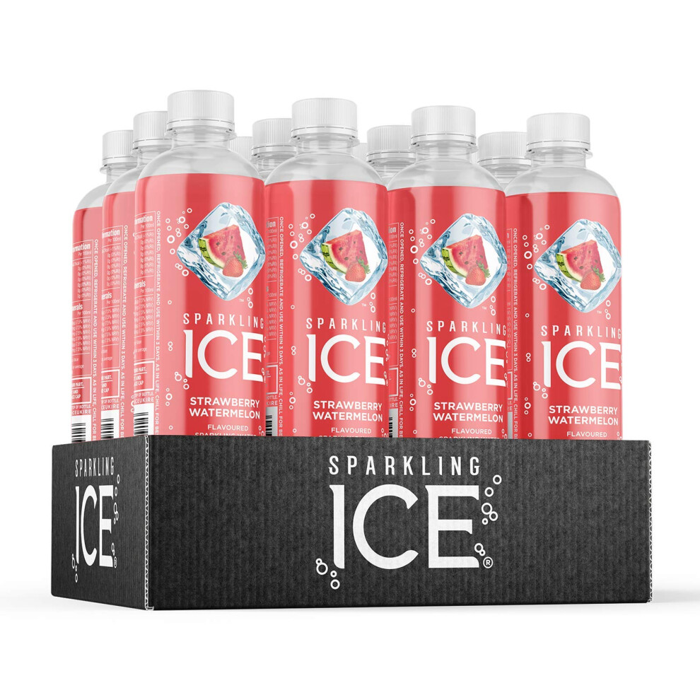 Sparkling Ice , Strawberry Watermelon Flavored Sparkling Water - Contains Vitamins- Only 12 Calories- No Added Sugar - No Carbs (12 X 500Ml Bottles)