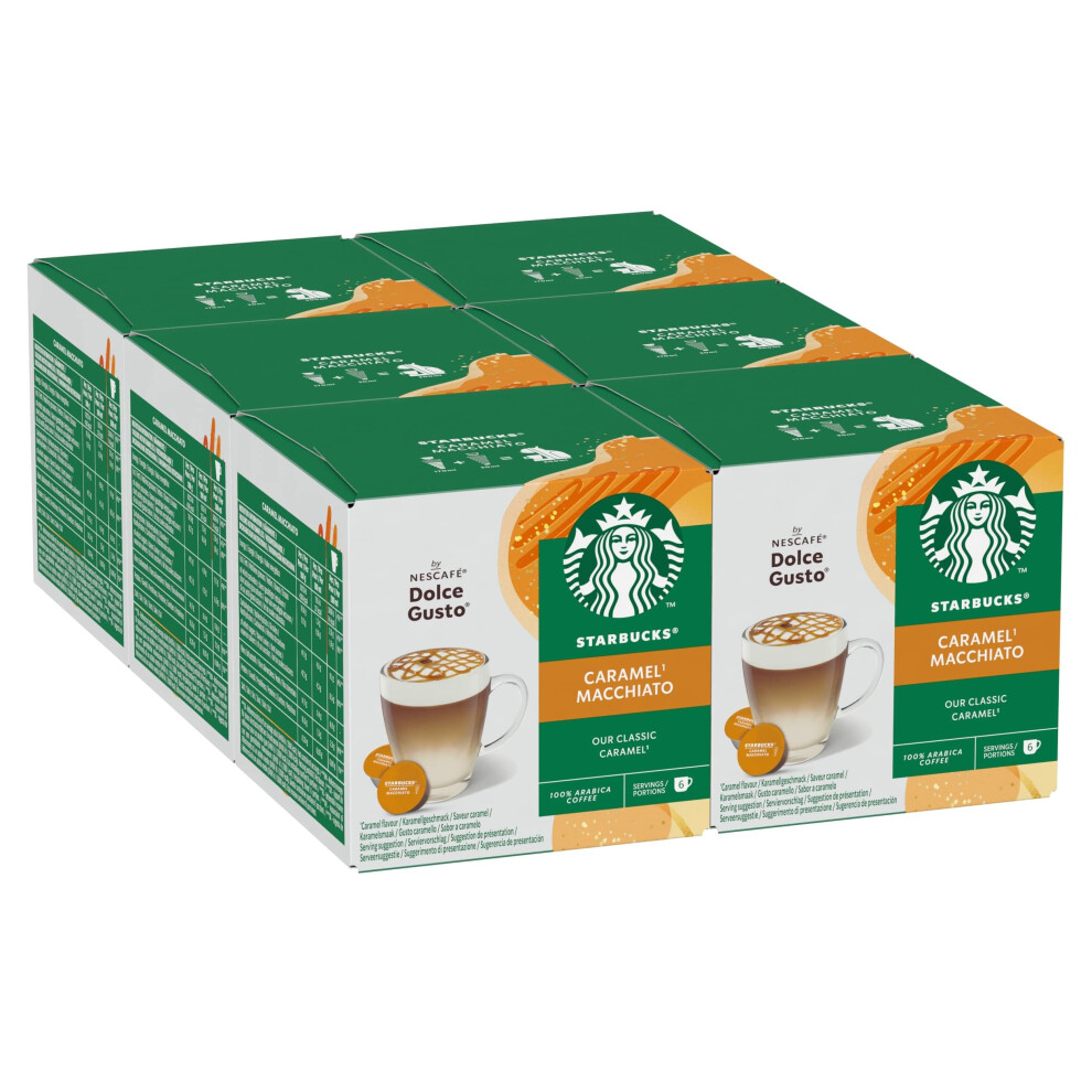Starbucks Caramel Macchiato By Nescafé Dolce Gusto, 72 Caramel Macchiato Coffee Pods (6 Packs), Flavoured Coffee