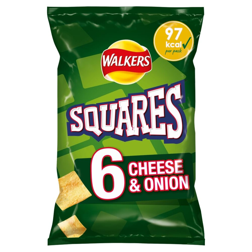 Walkers Squares Cheese & Onion Multipack Snacks Crisps 6X22g