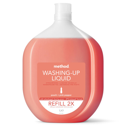Method Method Washing Up Liquid Refill, Peach & Pink Pepper, 1 L