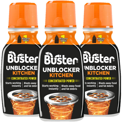 Buster Kitchen Plughole Unblocker 150g, Pack of 3 1