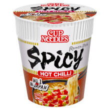 NISSIN Cup Noodles Spicy Hot Chilli Flavoured Instant Noodles, 64 g Pot (Pack of 8)