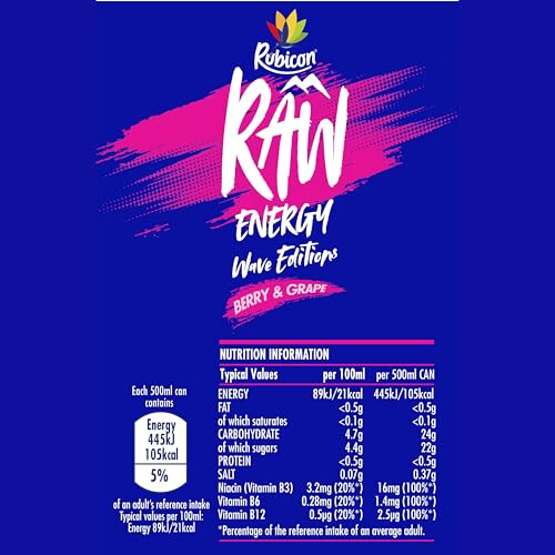 Rubicon Rubicon RAW - Berry & Grape Wave, Energy Drink, 12 Pack 2