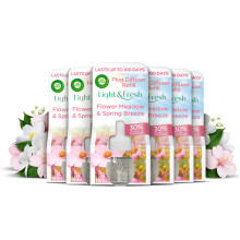 Air Wick Plug in Diffuser Refill, Meadow & Spring Breeze, Pack 6 x 19ml, Long Lasting Fragrance, Lasts up to 600 Days, Plug in Air freshener