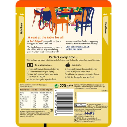 BEN'S ORIGINAL Mixed Pepper Microwave Rice, Bulk Multipack 6 x 220g pouches 2