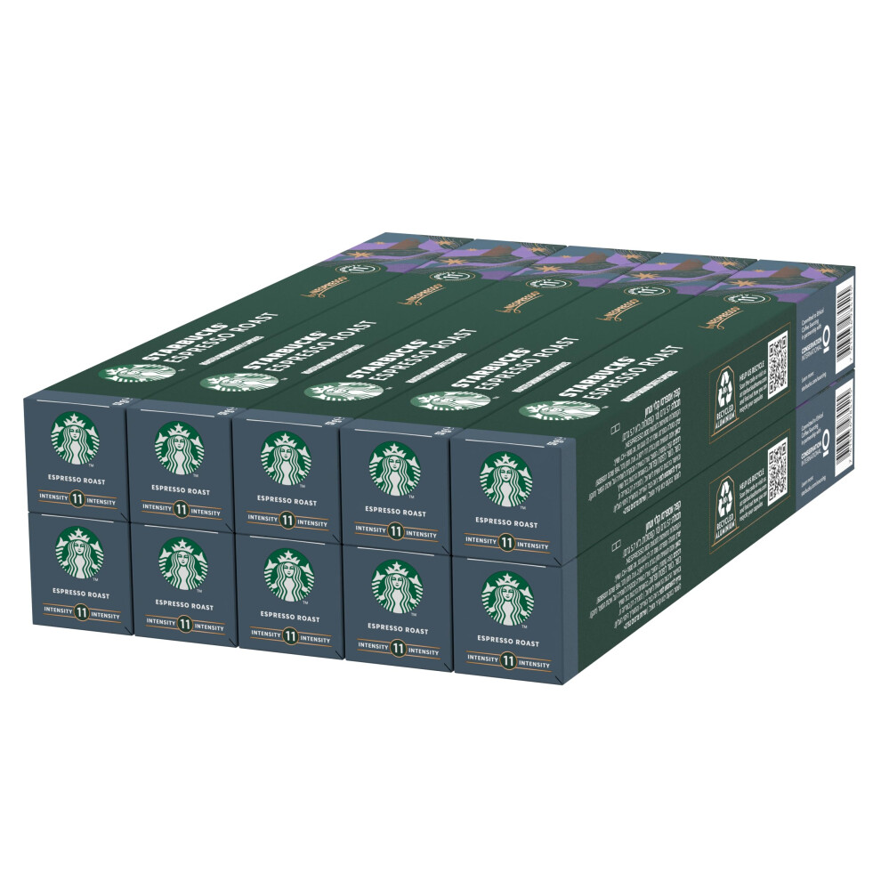 Starbucks Dark Espresso Roast By Nespresso, Roast, Coffee Capsules 10 X 10 (100 Capsules)