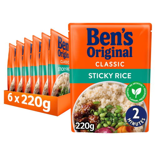 Ben's Original Sticky Rice Microwave Rice, Bulk Multipack 6 x 220g 1