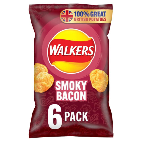 Walkers Walkers Smoky Bacon Multipack Crisps 6x25g 1