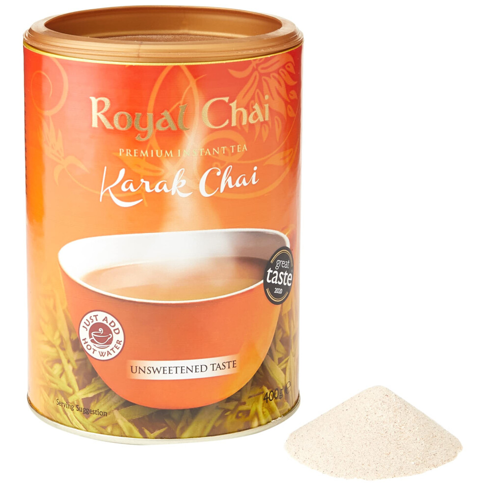 Royal Chai | Karak Chai Unsweetened Tub | 400G | Premium Instant Chai | Makes 20 Cups