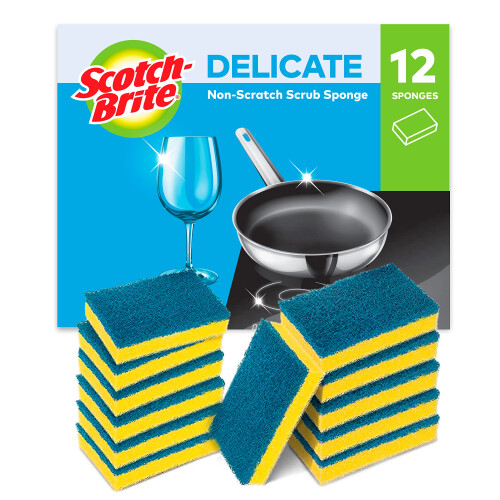 Scotch-Brite Delicate Non-Scratch Scrub Sponge, 12 Pieces