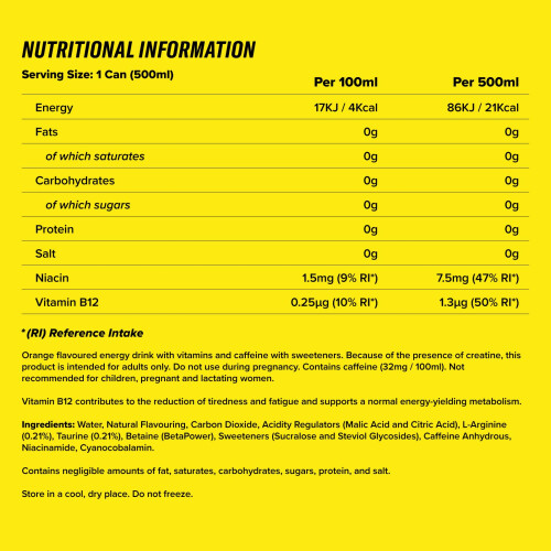 C4 Performance Energy Drink - Orange Slice, 500ml (12 Pack) 2