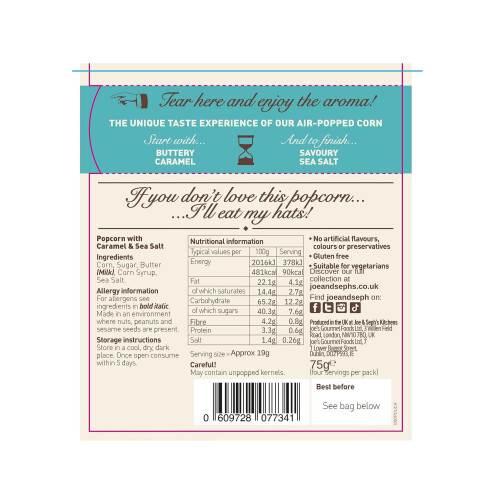 Joe & Sephs Salted Caramel Popcorn, 80g 2