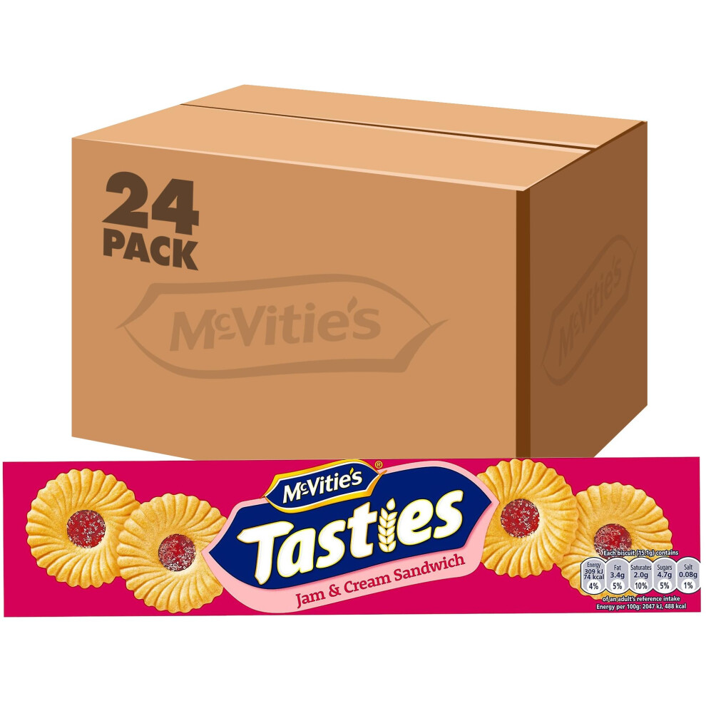Mcvities Mcvitie's Tasties Jam And Sandwich Biscuits, 150G (Pack Of 24) Cream