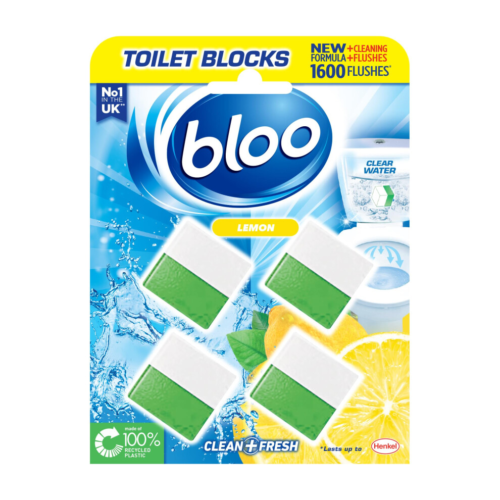 Bloo Toilet Blocks, 4pk, Limescale Remover, Lemon