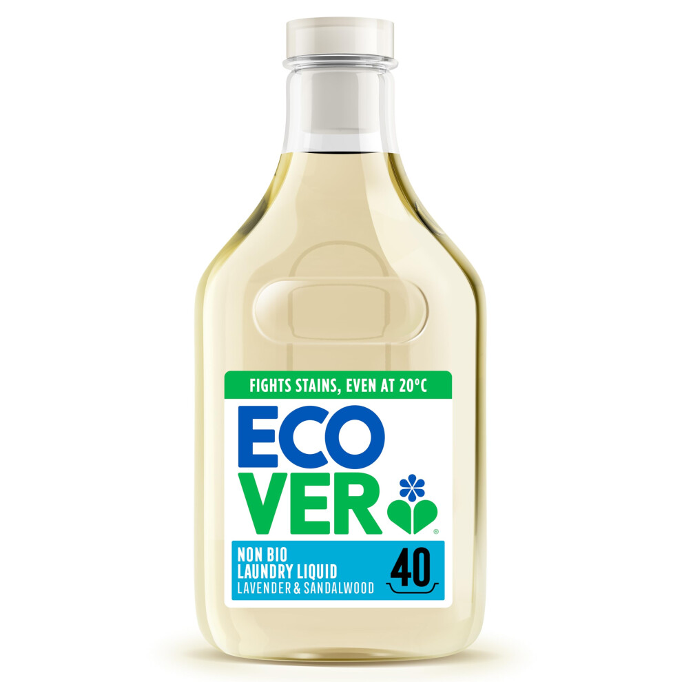 Ecover Concentrated Non-Bio, Laundry Detergent, Laundry Washing Liquid, And Sandalwood, Pack Of 1, 40 Washes, 1.43L Lavender