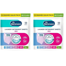 Dr. Beckmann Laundry Detergent Sheets BIO | Fresh Blossom | MAGIC LEAVES | Pre-dosed | 50 sheets (Pack of 2)