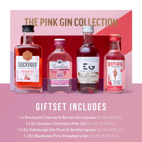 Pink Gin Gift Set - Beefeater, Gordons, Edinburgh, Dockyard (4x5cl) 2
