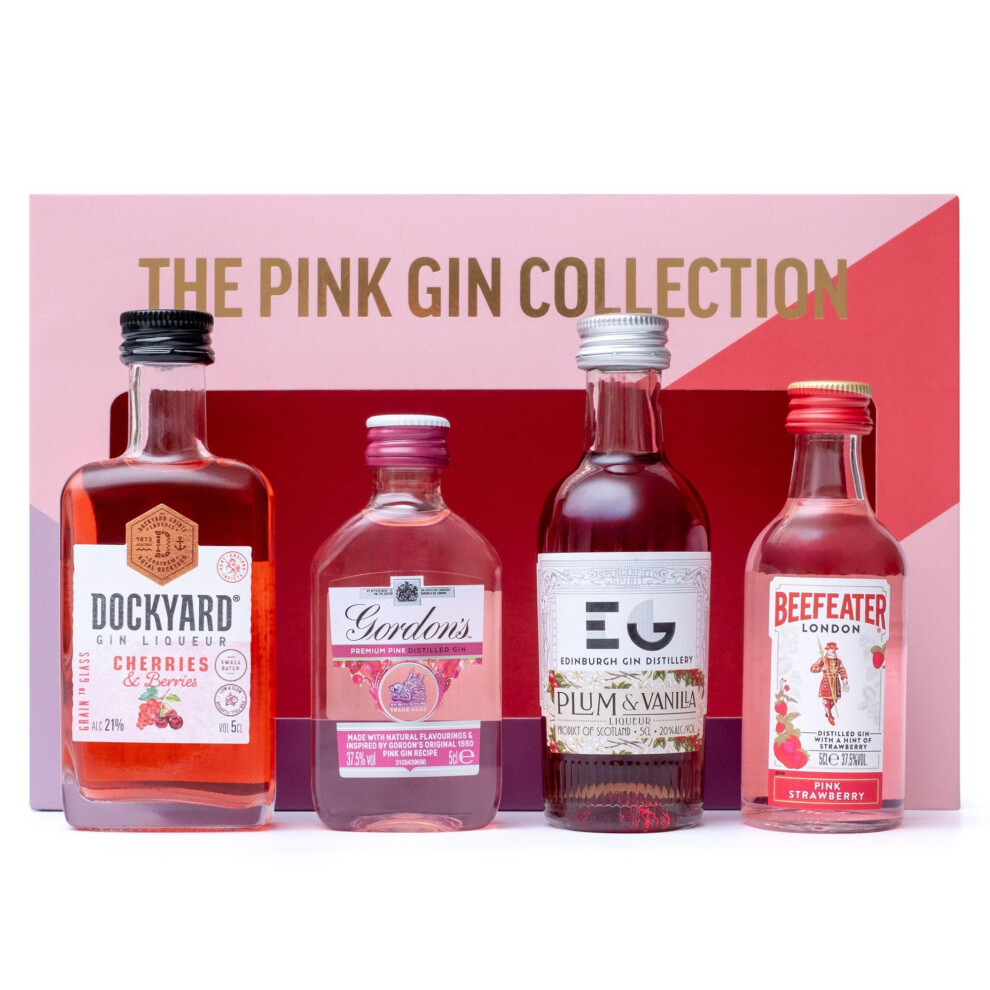 Beams International Pink Gin Gift Set - Beefeater, Gordons, Edinburgh, Dockyard (4X5cl)