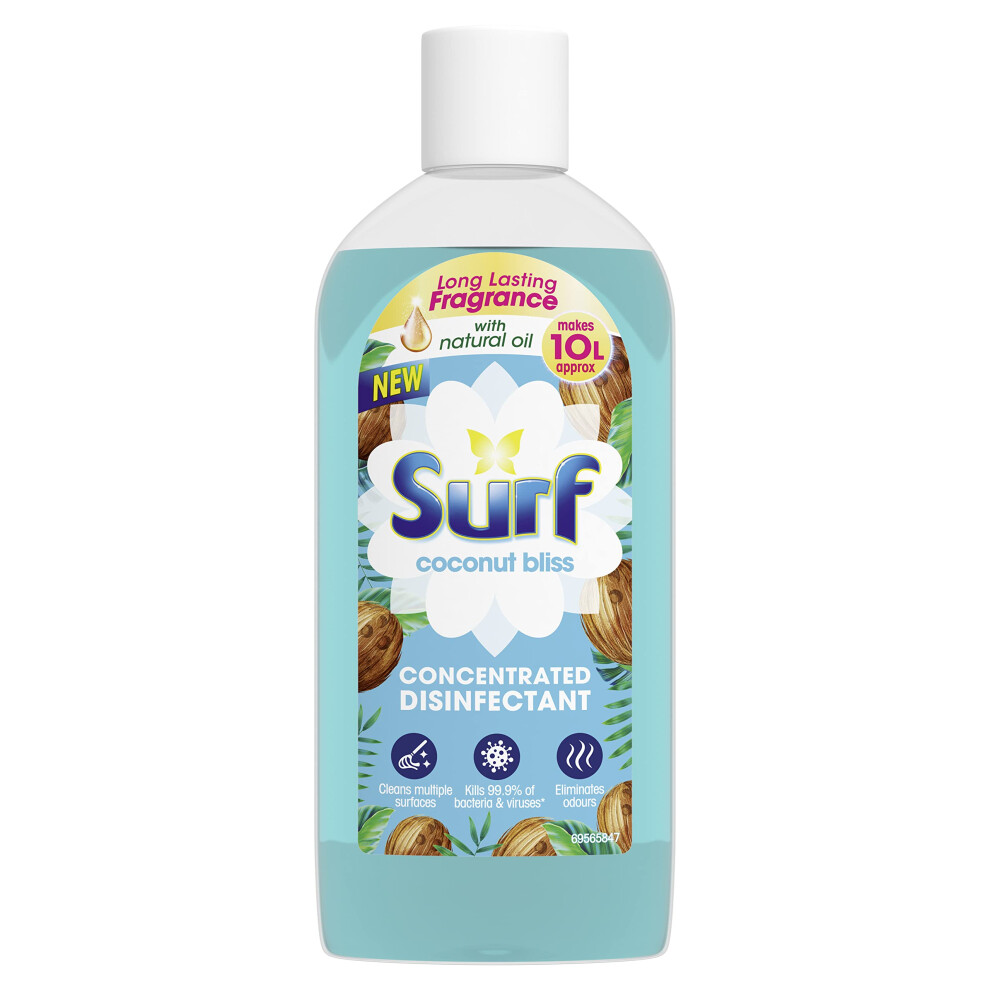 Surf Coconut Bliss Concentrated Disinfectant Eliminates 99.9% Of Germs Multi-Purpose Cleaner For Sparkling Clean Surfaces 240 Ml