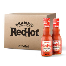 Frank's RedHot Original Cayenne Pepper Sauce 148 ML | Pack of 2 | Hot Chilli Sauce | Bursting with Fiery Heat and Delicious Flavours