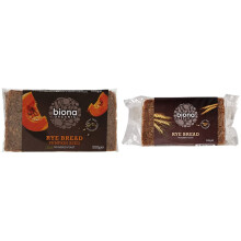 Biona Organic Rye Pumpkin Seed Bread 500g (Pack of 6) & Organic Rye Bread 500g (Pack of 6)