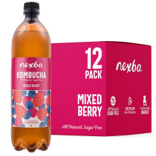Nexba Naturally Sugar Free Mixed Berry Kombucha, 1 Litre (Pack of 6)