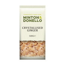 Minton & Donello - Crystalized Ginger, Diced, Sweet with a Spicy Kick, Larger Pack, 500g