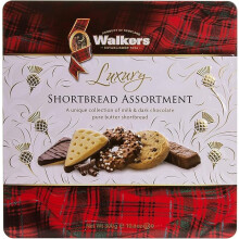 Walker's Shortbread Luxury Milk & Dark Chocolate Assortment Tin, 300 g (Pack of 6) Traditional Pure Butter Scottish Recipe