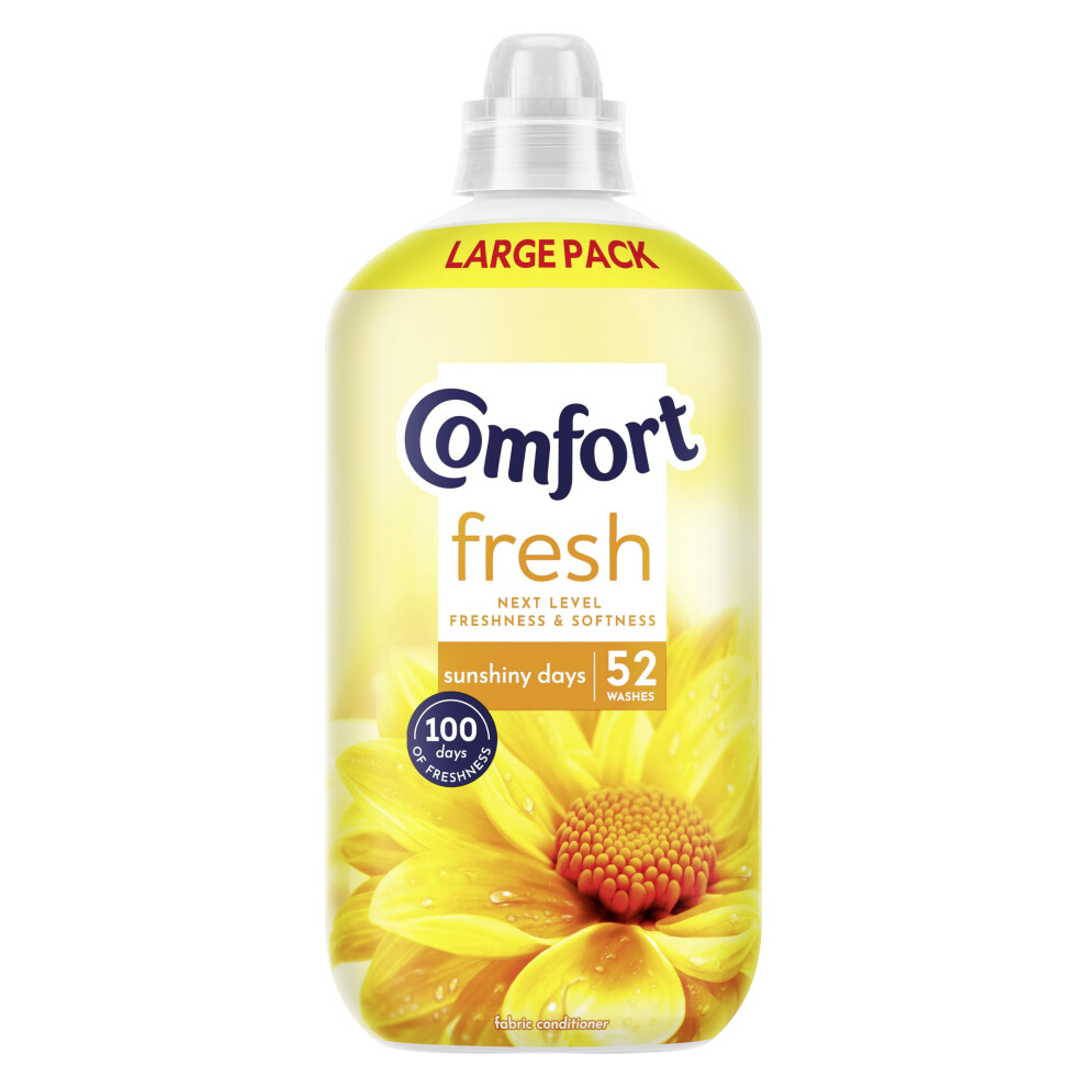 Comfort Fresh Sunshiny Days Fabric Conditioner Softener With Motion-Activated Fragrance Technology 100 Days Of Freshness 52 Washes (1.56 L)