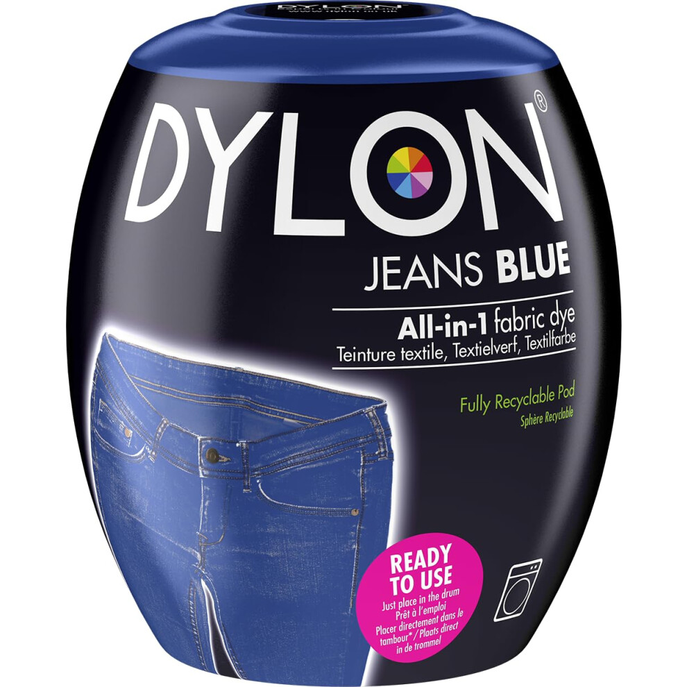 DYLON Washing Machine Fabric Dye Pod for Clothes & Soft Furnishings, 350g – Jeans Blue