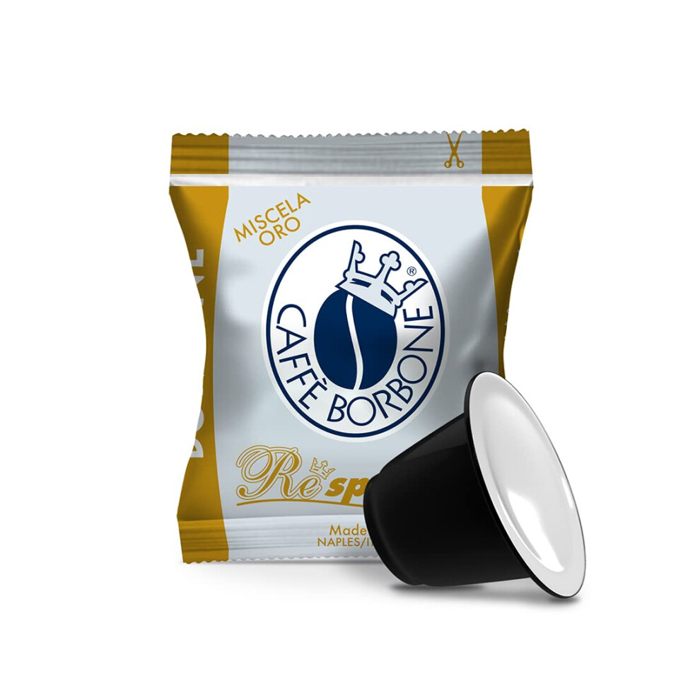 Caffè Borbone Respresso, Coffee Blend - 50 Capsules - Compatible With Nespresso* Coffee Machines For Domestic Use Gold