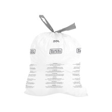BLACK+DECKER BXBB00020E 20L Drawstring Bin Liners, 20 Pack