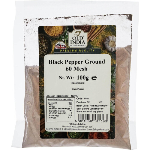 Old India Black Pepper Ground 60 Mesh 100g 1