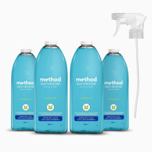 Method Bathroom Cleaner Spray, Sparking Clean, Surface Cleaner, Eucalyptus Scent, Pack of 4, 4 x 828ml