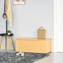 HOMCOM 113L Storage Chest with Lid - Burlywood, 100x40x40 cm, Heavy-Duty Top 120kg / Storage 60kg, Doubles as Footstool or Bench (833-321)