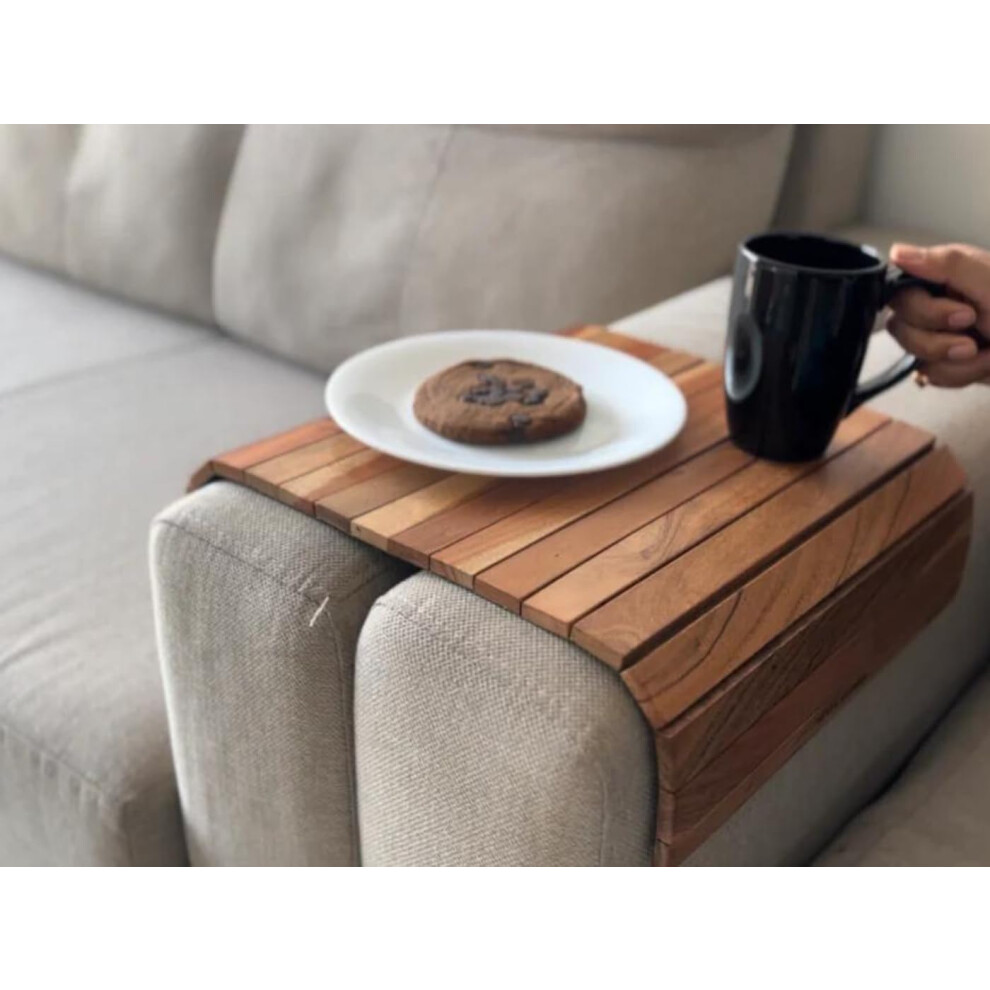 Vesta Homes Sofa Armrest Tray|Handcrafted Acacia Wood|Tambour Tray|Flexible And Foldable|Dining Table Mat|Suitable For Food/Drinks/Snacks/Cup Coa-image-OPC-PHRD6SW-NEW