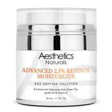 Aesthetics Naturals Retinol Cream - Anti-aging gezichts- en halscrme met 2,5% retinol Vitamine E Groene thee Hyaluronzuur Biologische jojoba-oli