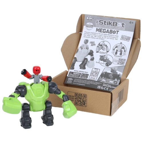 Zing Stikbot Megabots - Grön (Knockout) Stikbot Posedelbar Samlarfigur och Mega Fordon 1