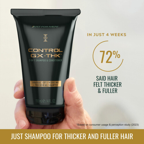 Just For Men Just for Men Control GX + THK Shampoo e Balsamo per Capelli con Riduzione Grigia 1