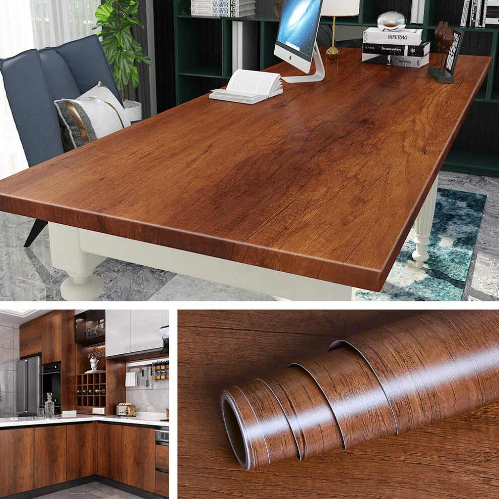 Livelynine 36 X197 Inch Wide Wood Contact Paper Peel And Stick Countertops Waterproof Brown Wood Grain Vinyl Wrap For Cabinets Kitchen Counter Top Se 016071776553