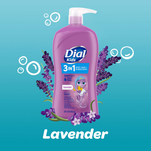 Dial Kids 3-i-1 Kropp+Hår+Bubbelbad, Lavendeldoft, 32 fl oz 2