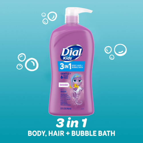 Dial Kids 3-i-1 Kropp+Hår+Bubbelbad, Lavendeldoft, 32 fl oz 1