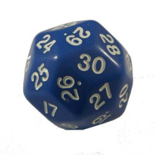 Blauer, undurchsichtiger Wrfel Triantakoeder, 30-seitig, 33 mm, Jumbo-Spindown-Zhler d30