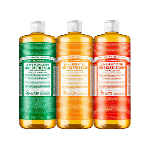 Dr Bronner's Dr. Bronner's Pure-Castile Magic Liquid Soap - 32 oz (3-Pack) Amandel, Citrus, Tea Tree