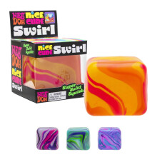 Schylling NeeDoh Nice Cube Swirl - Sensory Toy with a Super Solid Squish - Unique Swirling Color Blend - Ages 3 and Up - Color May Vary; One Cub